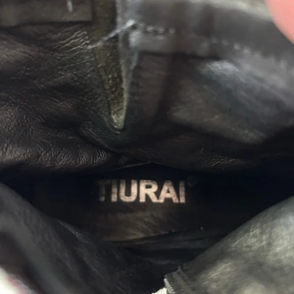 New Leather Floral Embroidered Flower Black Ankle Boots Italy - Picture 7 of 8